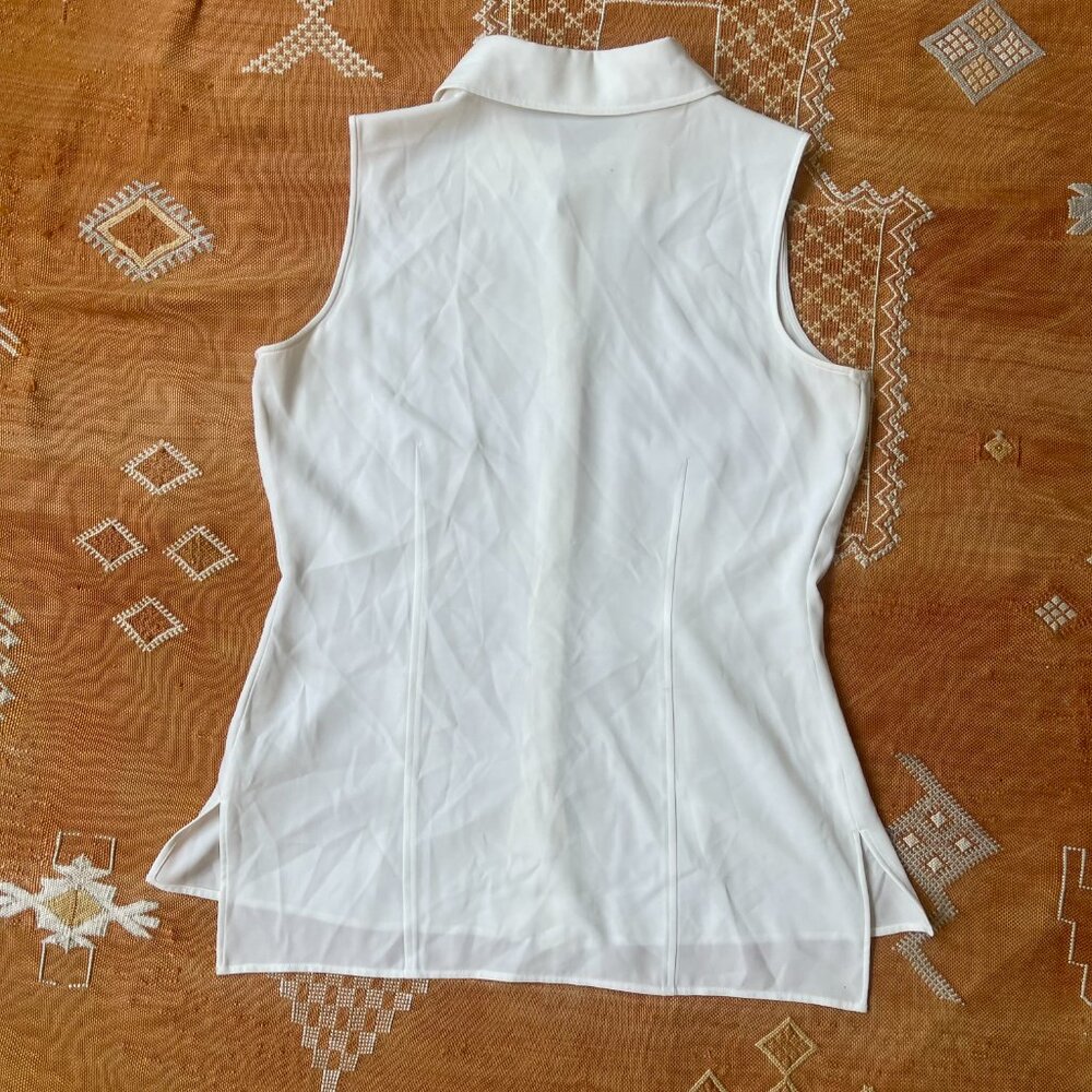 Women's St. John Sleeveless Blouse – Soft White/Ivory – Silk Tunic – Medium - Picture 4 of 4